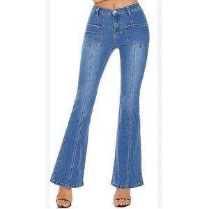 Decivi Split hem Flare Leg Jeans Denim Medium wash Size XS